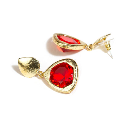 bindhani gold plated red stone earrings for women