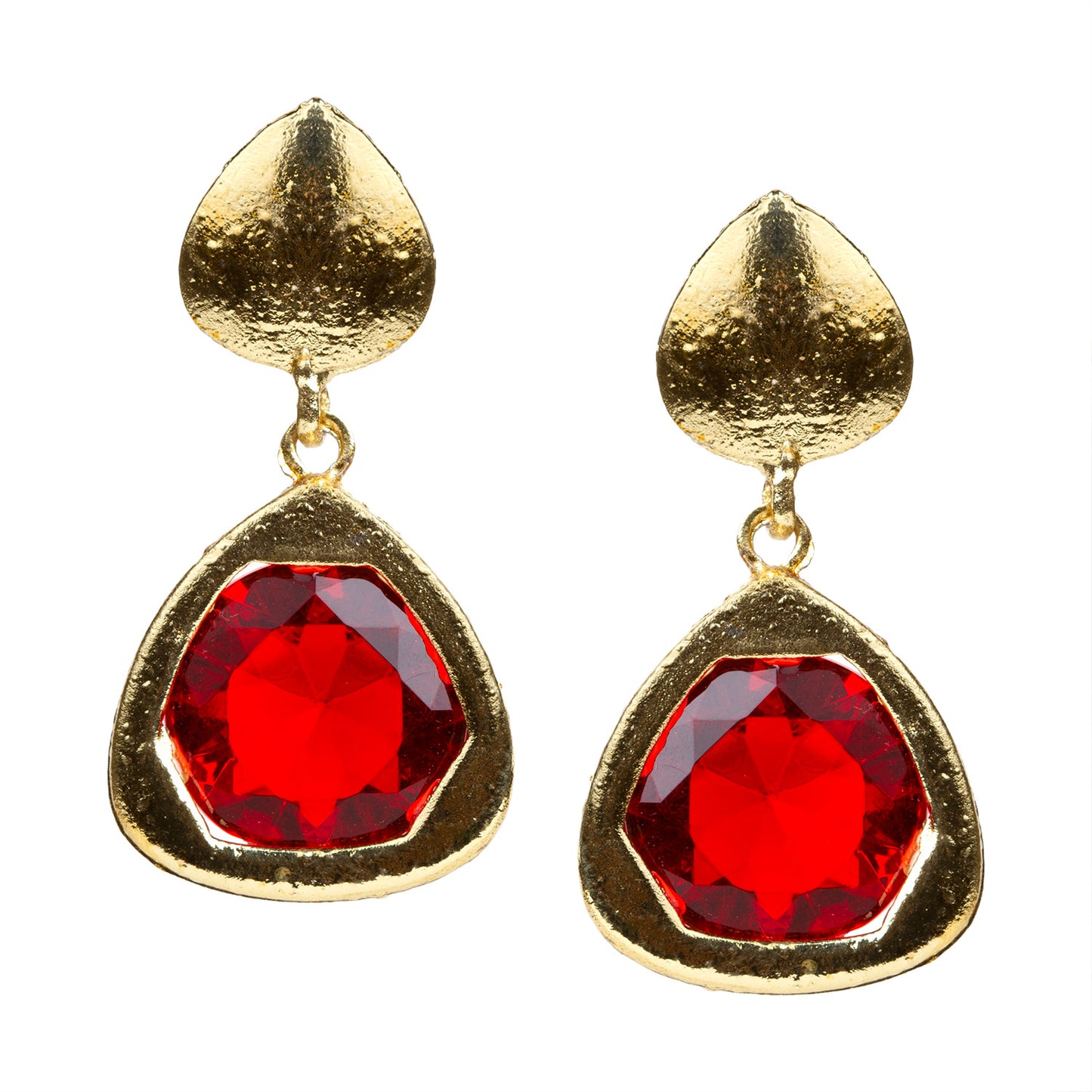 bindhani gold plated red stone earrings for women