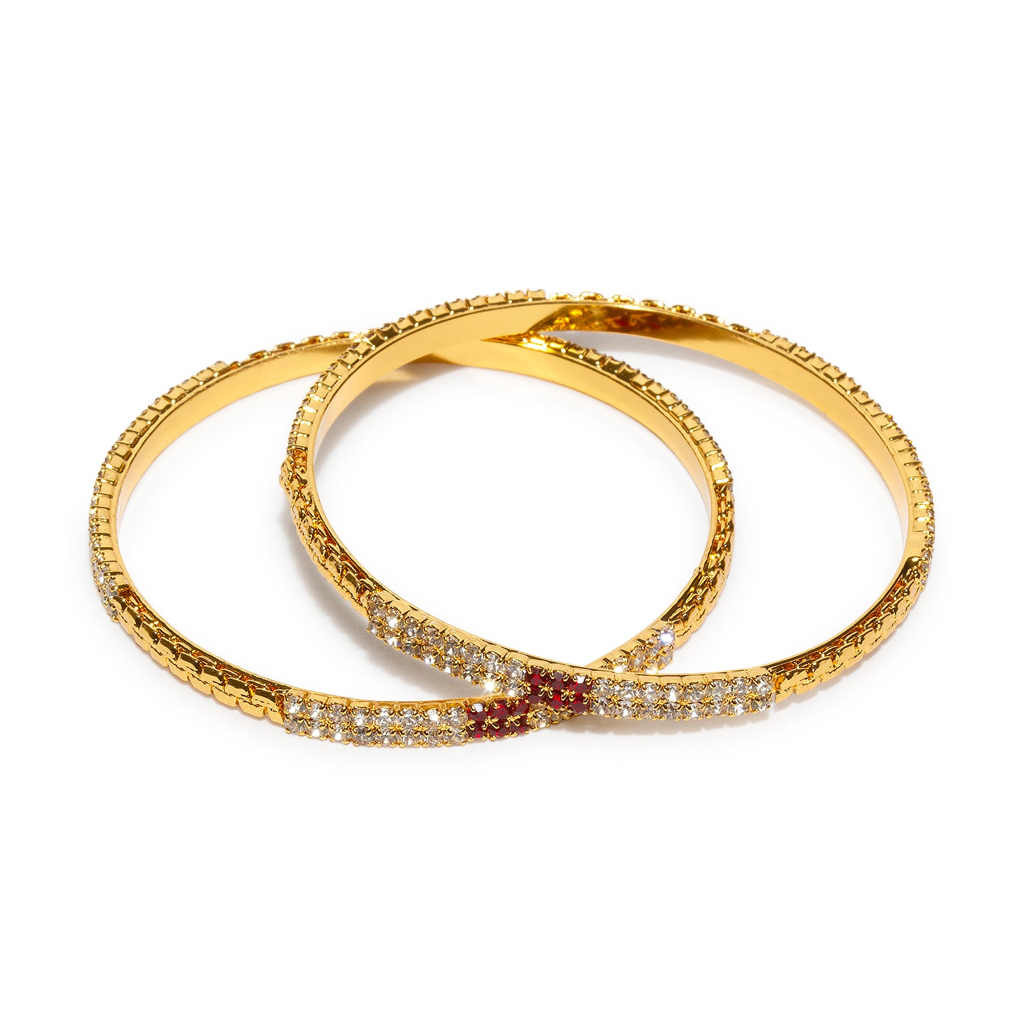 bindhani gold plated red white stone bangle set for women and girls