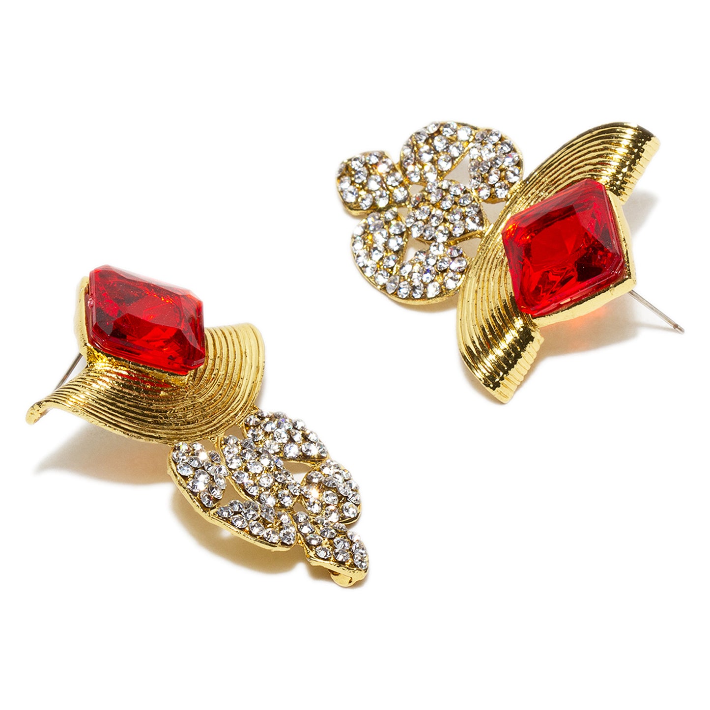 bindhani gold plated red white stone dangle earrings for women and girls