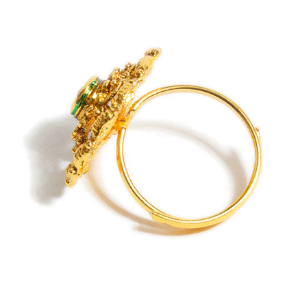 bindhani-gold-plated-round-shaped-kundan-stone-finger-ring-adjustable-for-women