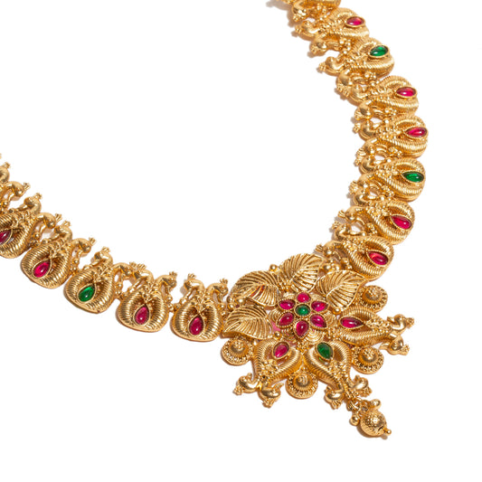 bindhani-gold-plated-ruby-pink-green-necklace-set-with-for-women-and-girls