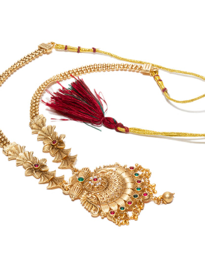 South Indian Style Traditional Long Pendant Jhumka Necklace Set