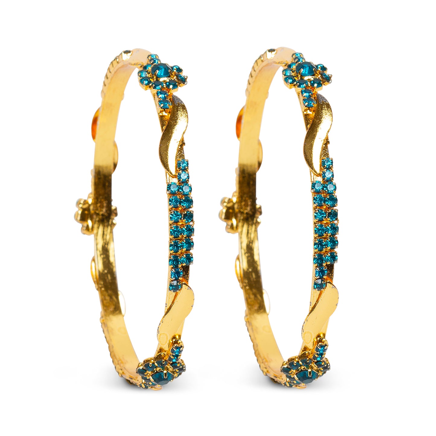 bindhani gold plated turquoise stones bangles set for women and girls