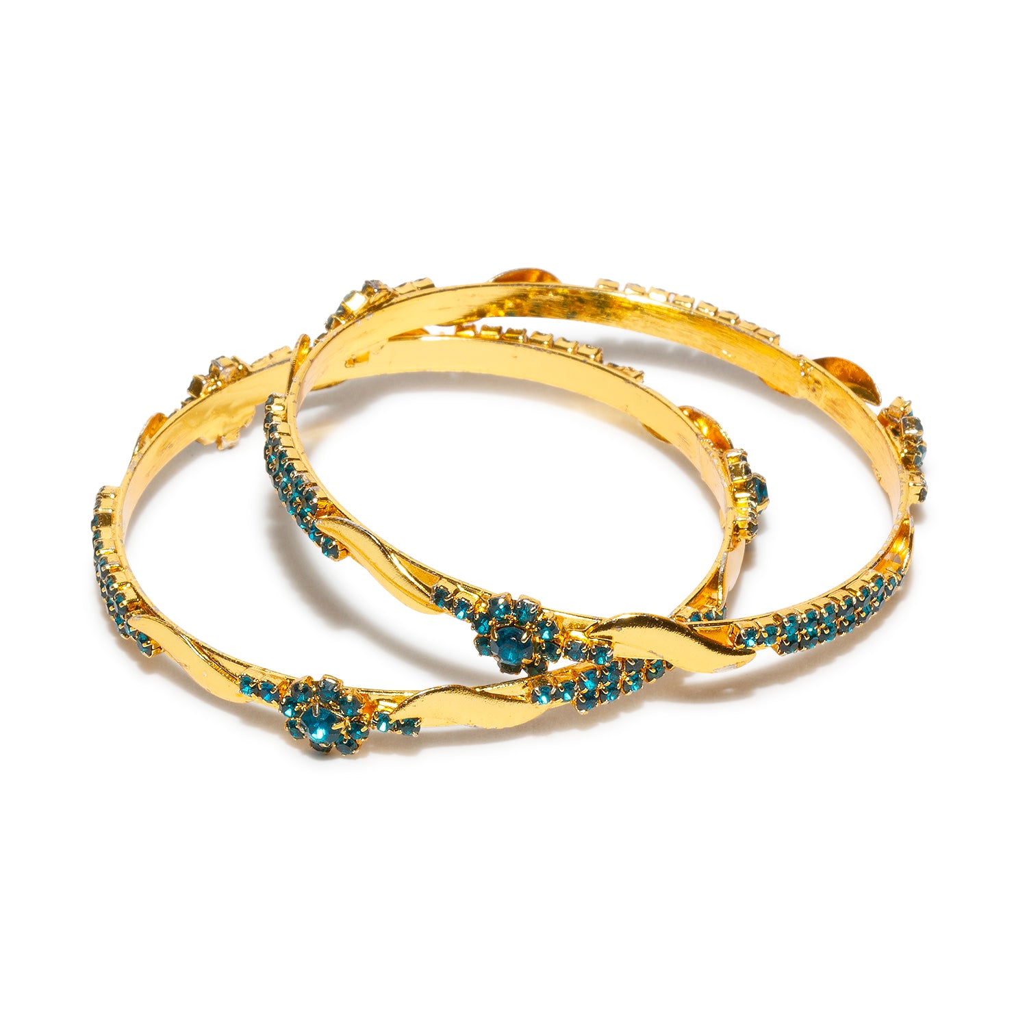 bindhani gold plated turquoise stones bangles set for women and girls