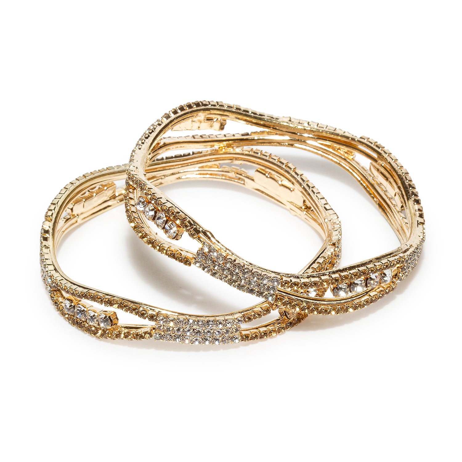 bindhani gold plated white golden stone bangle set for women and girls