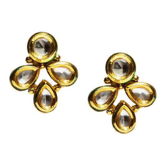 bindhani gold plated kundan stone earrings for women and girls