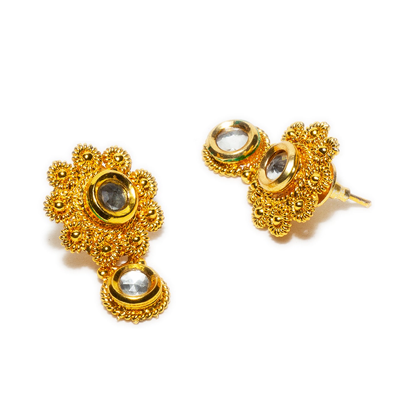 bindhani gold plated white kundan stud earrings for women and girls