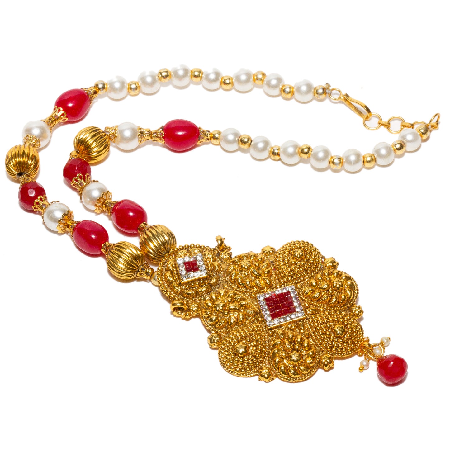 bindhani-gold-plated-white-ruby-pink-golden-color-pearl-mala-flower-necklace-earring-for-women-girls