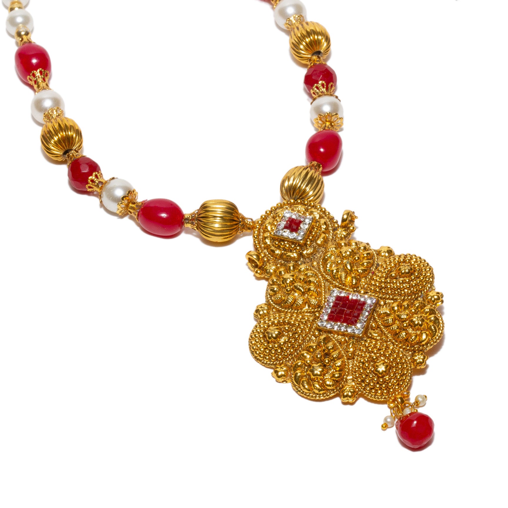 bindhani-gold-plated-white-ruby-pink-golden-color-pearl-mala-flower-necklace-earring-for-women