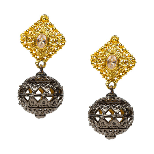 bindhani gold plated white stone dangle earring for women girls