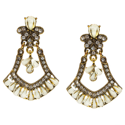 bindhani gold plated white stone western white earrings for women and girls