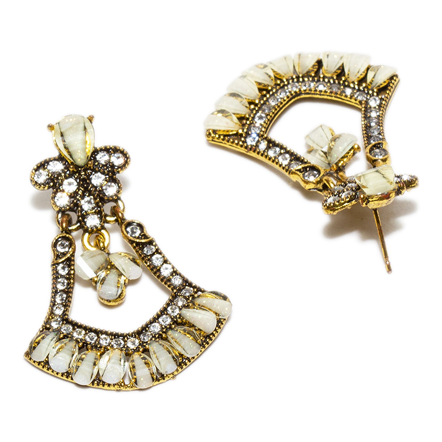 Buy TISTABENE Golden Emboss White Enamelled Dangler Earring | Shoppers Stop