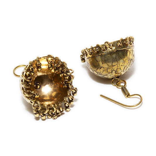 bindhani golden light weight hand hammered oxidized german jhumki earrings for women and girls