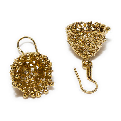 bindhani golden oxidised jhumka earrings for women and teenage girls