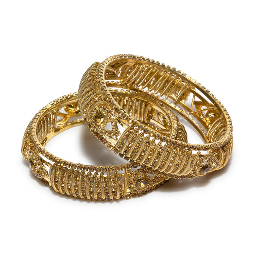 bindhani golden stone wide bangle sets for women