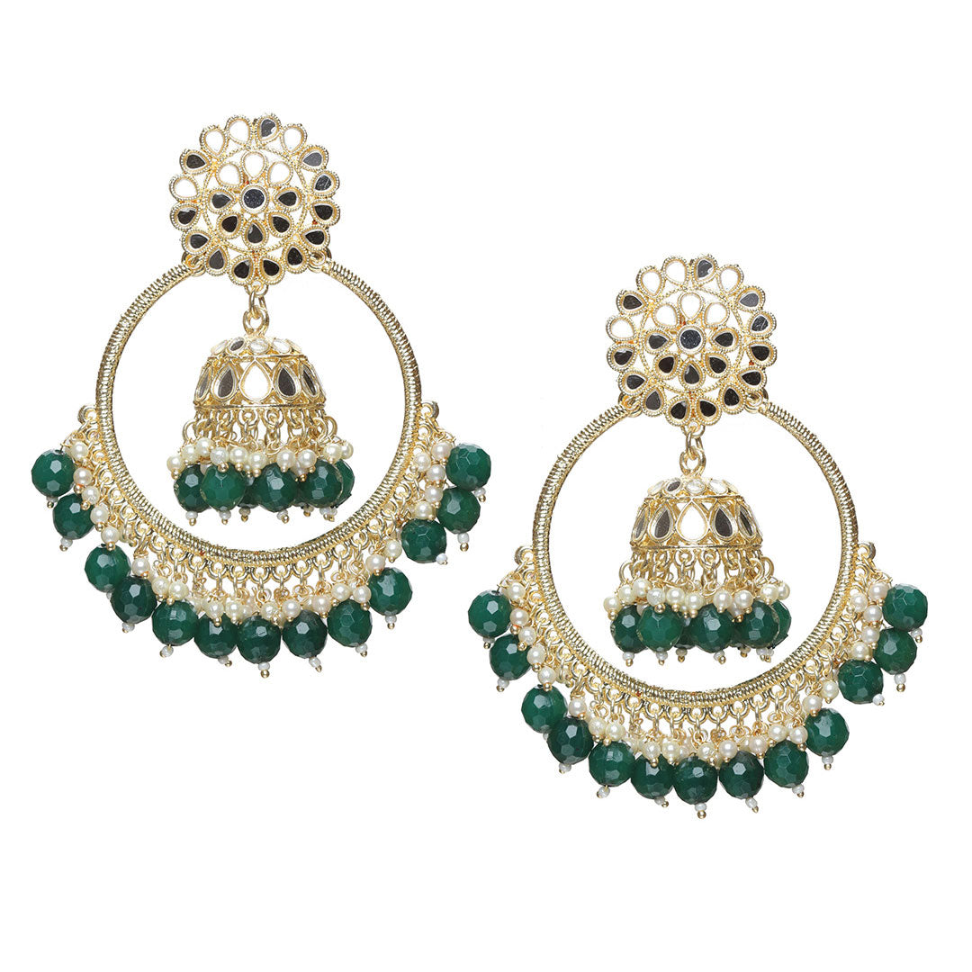 bindhani green drop gold plated Jhumka Earrings for women girls