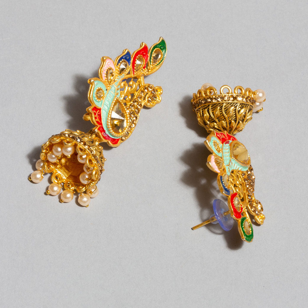 bindhani indian bollywood peacock meenakari jhumki jhumka earrings for women girls