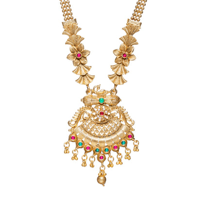 South Indian Style Traditional Long Pendant Jhumka Necklace Set