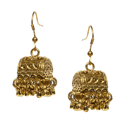 bindhani mehandi gold plated gold beads jhumka earrings for women and girls