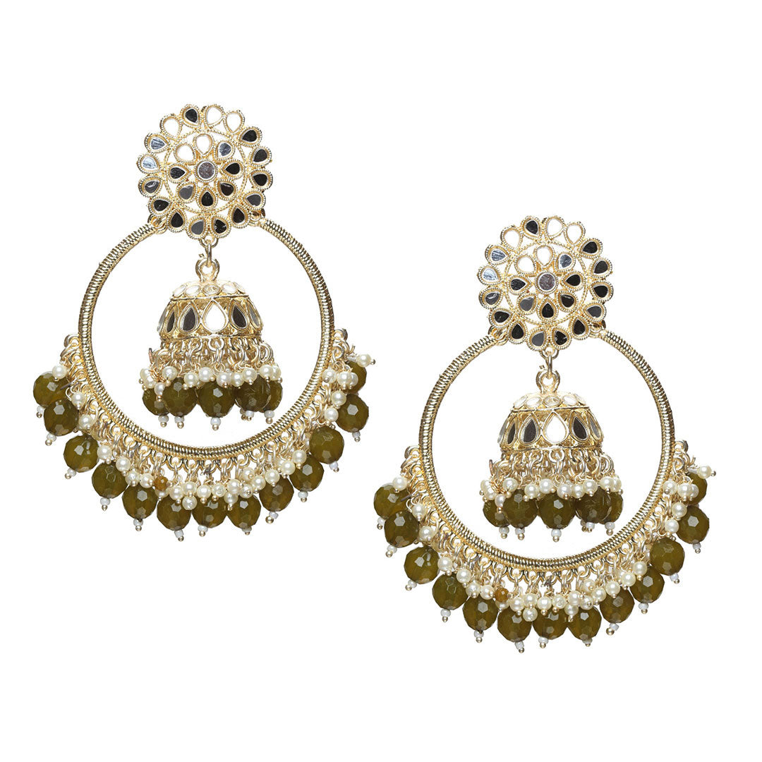 bindhani mehandi green drop gold plated Jhumka Earrings for women girls