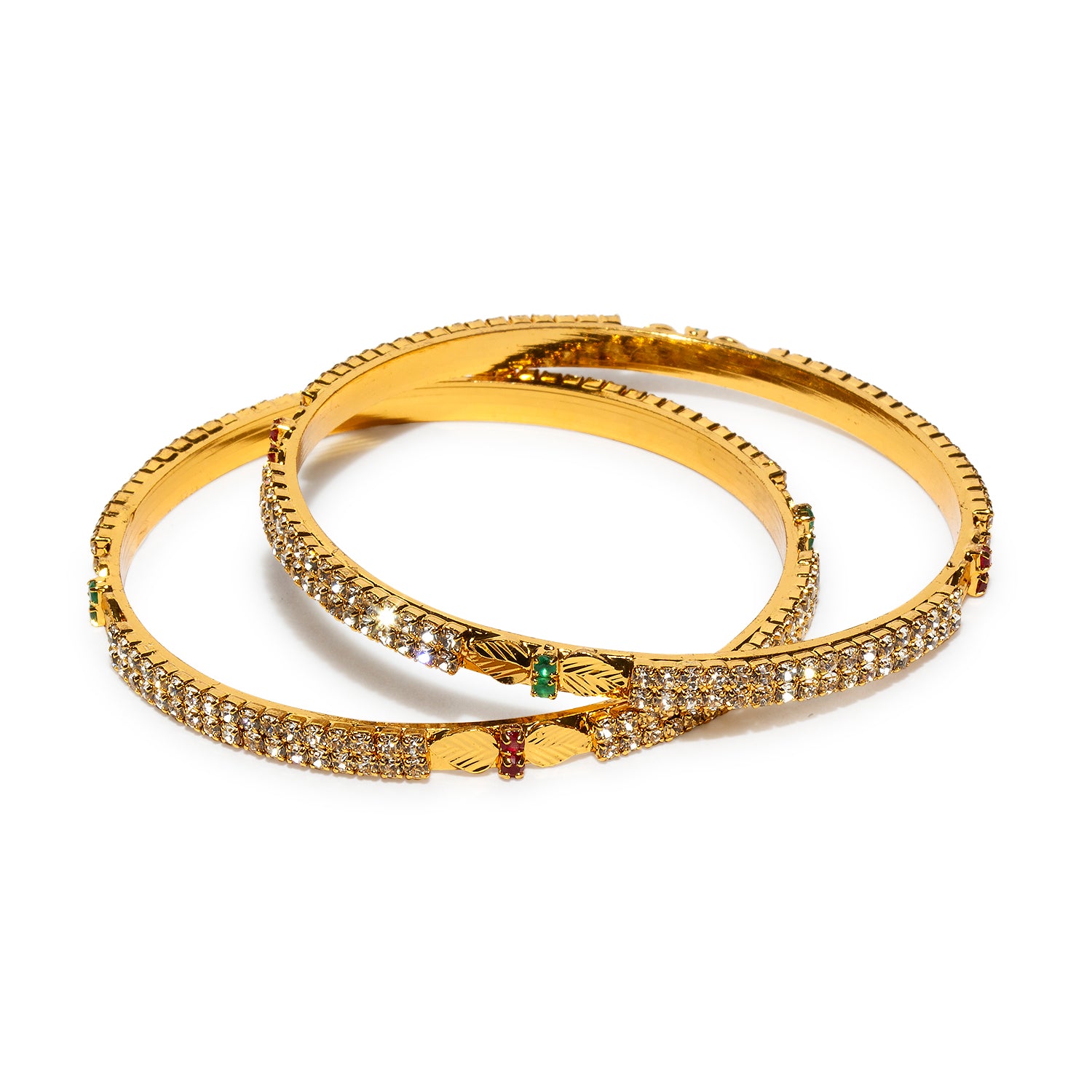 bindhani micro gold plated ruby red green stone bangle set for women and girls