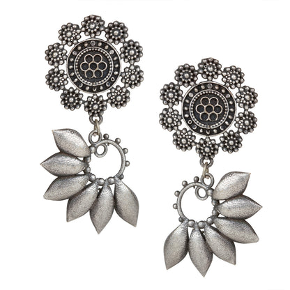 bindhani oxidised leaf dangle earrings for women girls