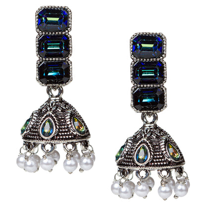 bindhani-oxidised-pearl-drop-dark-blue-stone-jhumki-earrings-women-girls