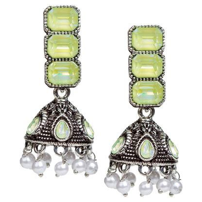 bindhani-oxidised-pearl-drop-parrot-green-stone-jhumki-earrings-women-girls