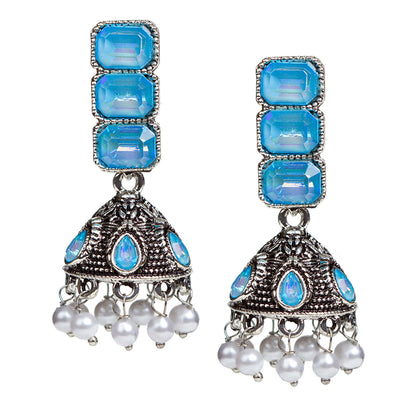 bindhani-oxidised-pearl-drop-sky-blue-stone-jhumki-earrings-women-girls