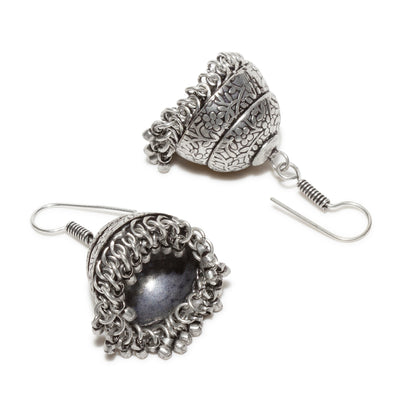 bindhani oxidised silver plated jhumka earrings for women and girls