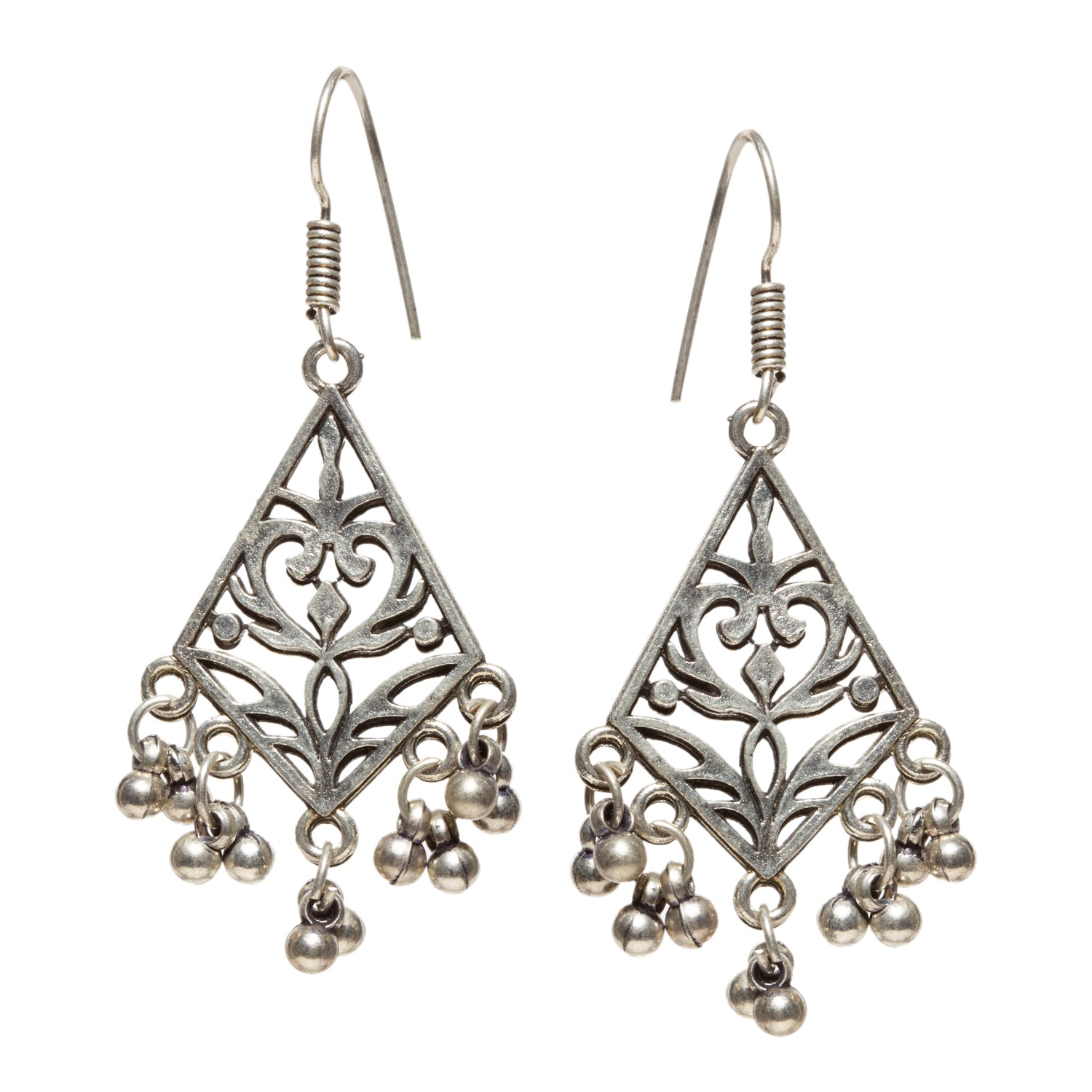 bindhani oxidized silver plated ghungroo fish hook earrings for women and girls