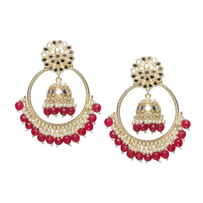 bindhani red drop gold plated Jhumka Earrings for women girls