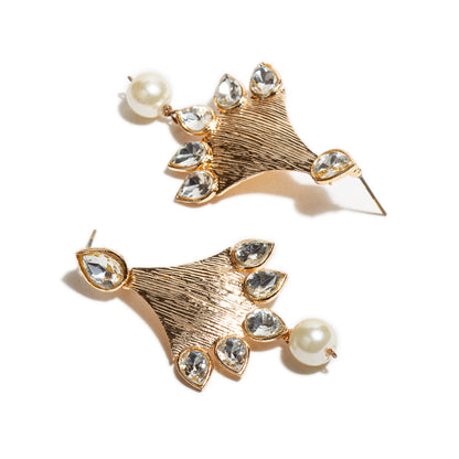 bindhani rose gold plated pearl drop white stone earrings for women and tenage girls