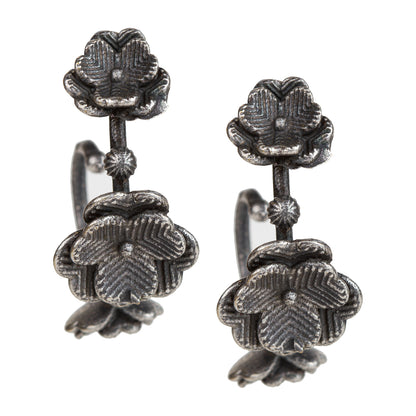 bindhani silver  toned flower shaped earrings for women girls