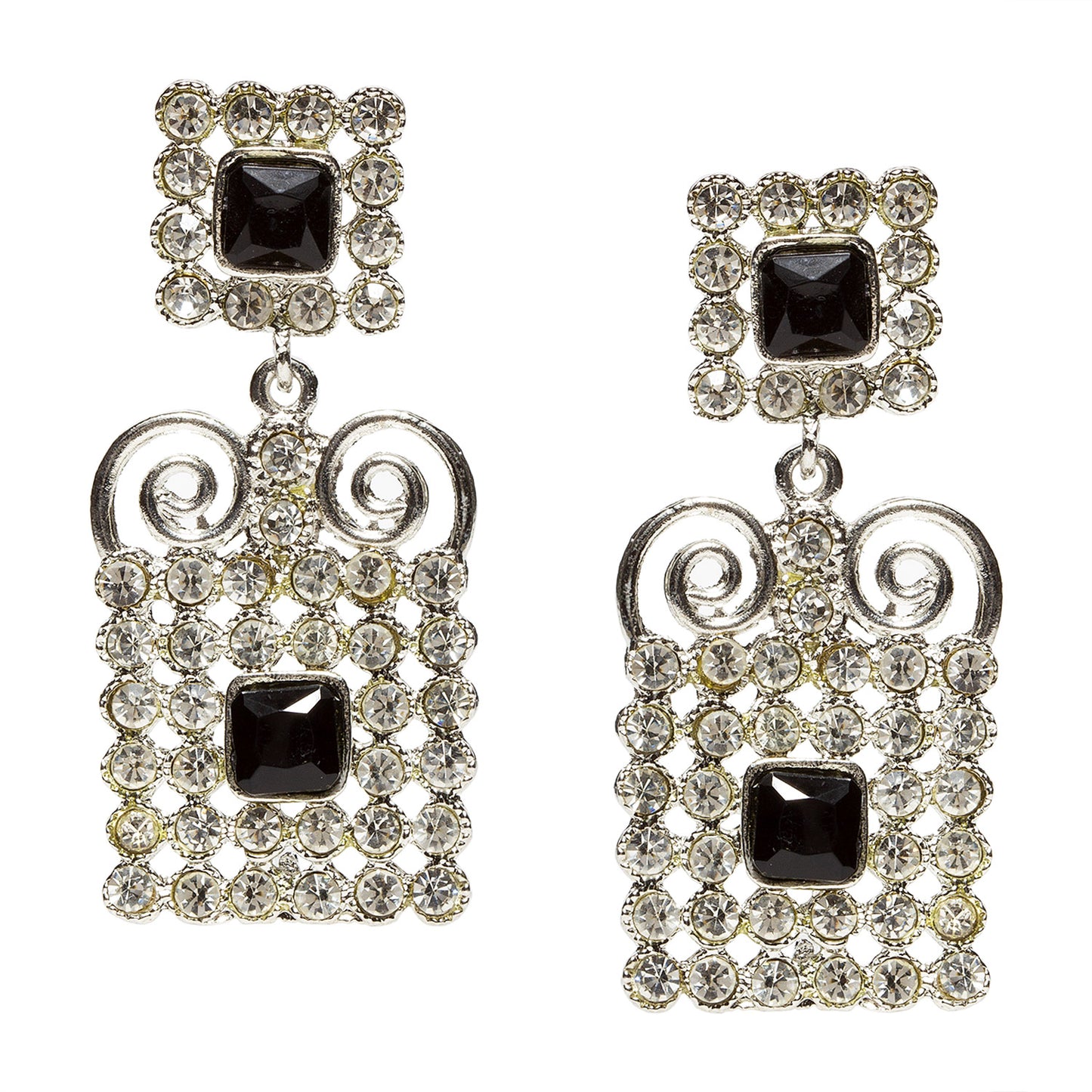 bindhani silver plated black and white stone earrings for women and girls