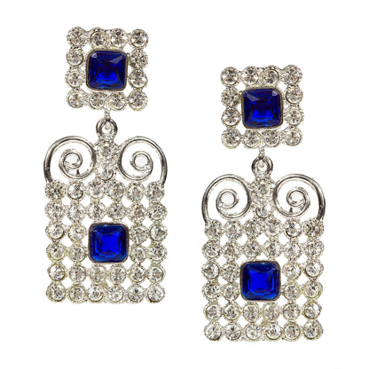 bindhani silver plated blue and white stone earrings for women and girls