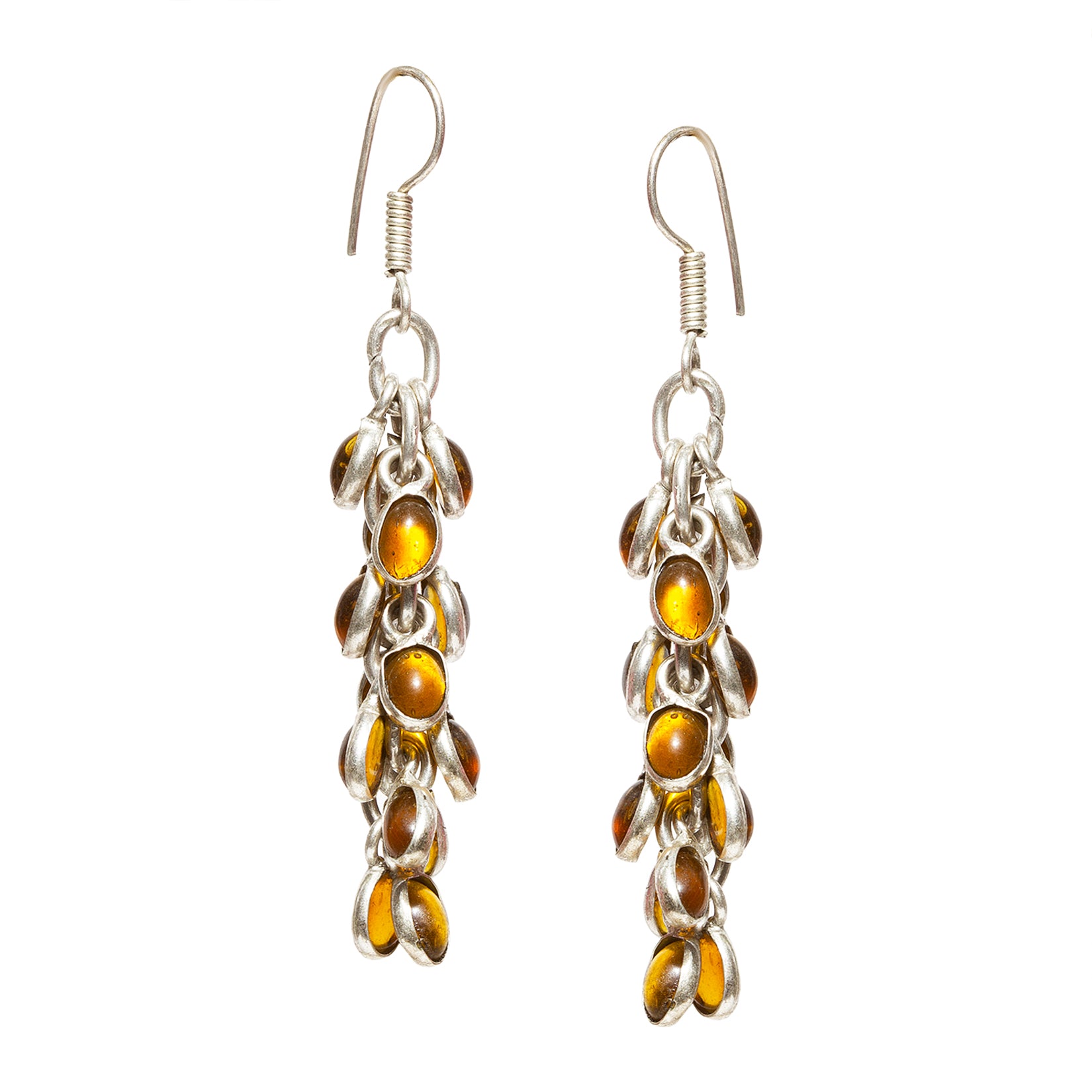 bindhani silver plated grapes style brown stone oxidised long earrings for women and girls