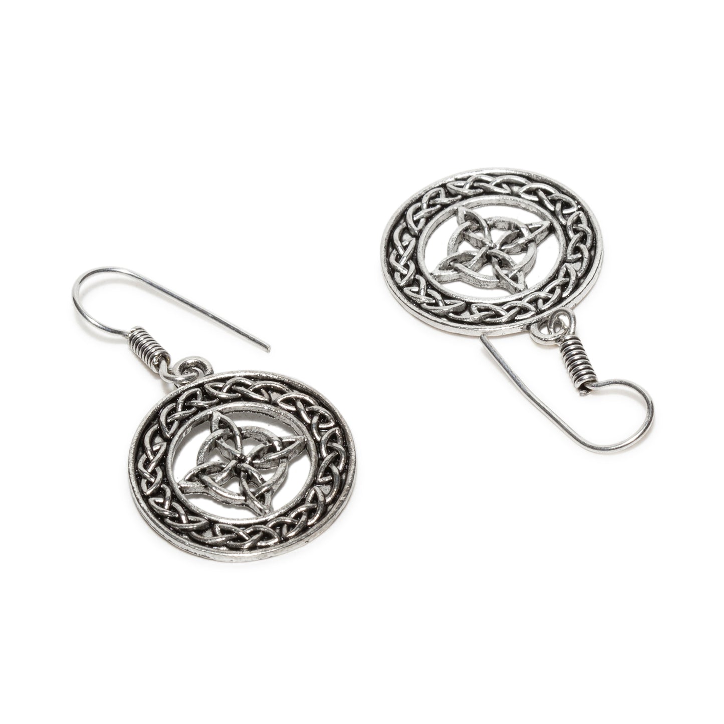 bindhani silver plated magical geometric dangle pair oxidised fish hook earrings for women and girls