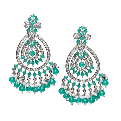 bindhani silver plated persian green stone drop earrings for women girls