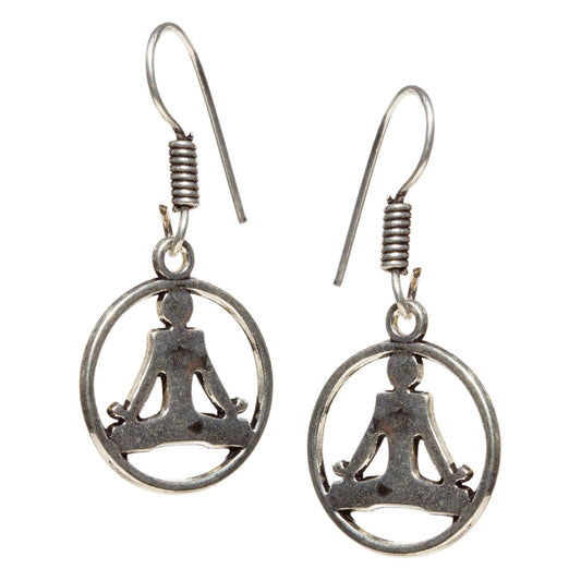 bindhani silver plated small yogic charms oxidized earring secured with fish hook for women and girls