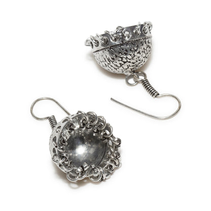 bindhani silver toned light weight antique black oxidized jhumki earrings fish hook earwire for women and teenage girls