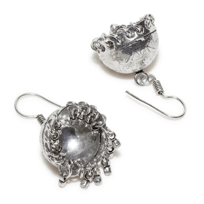 bindhani silver toned light weight oxidised jhumki earrings fish hook for women and girls