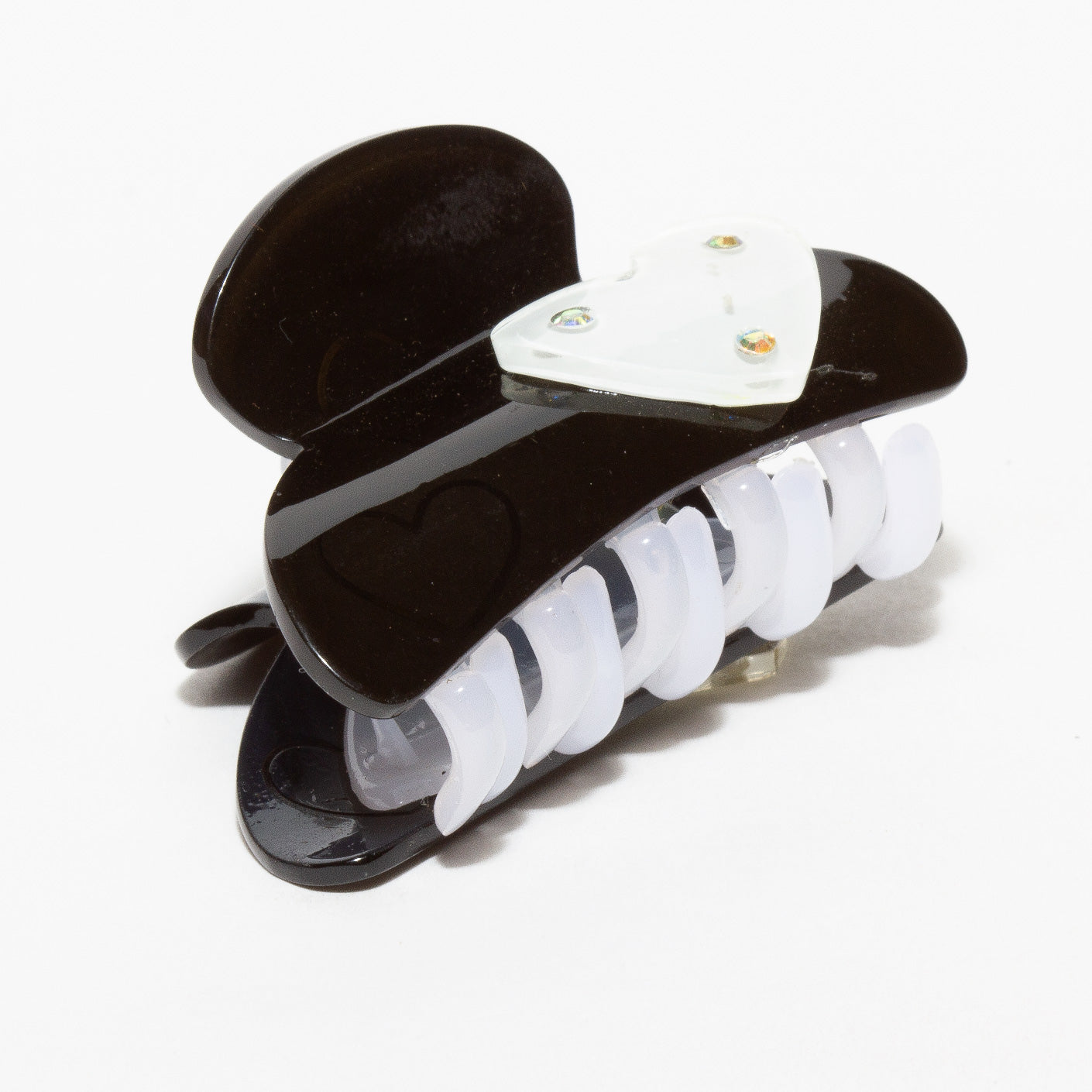 bindhani white & black little heart shaped claw hair clips for women and girls