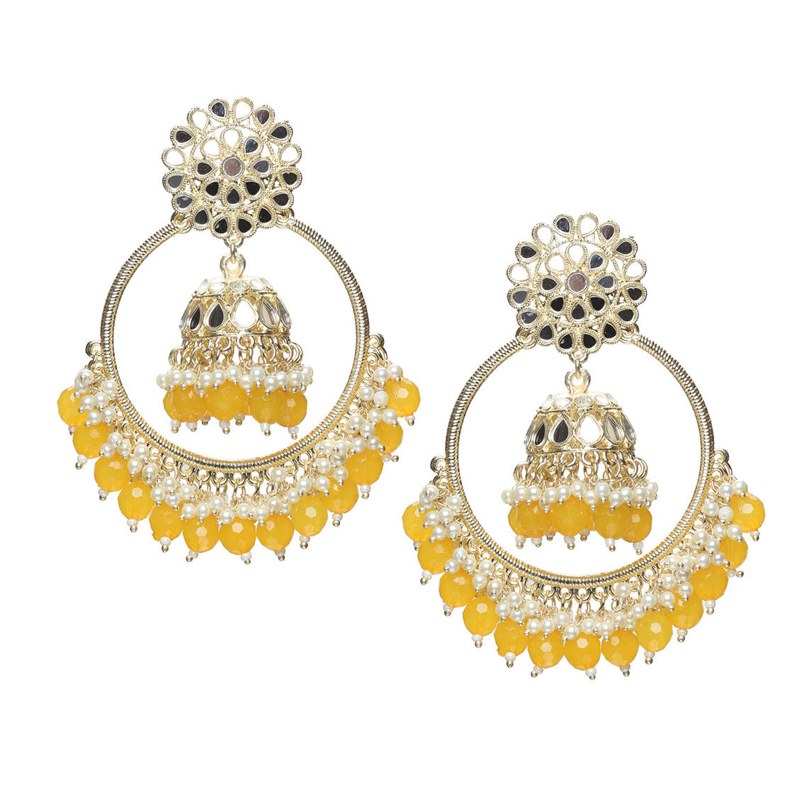 bindhani yellow drop gold plated Jhumka Earrings for women girls