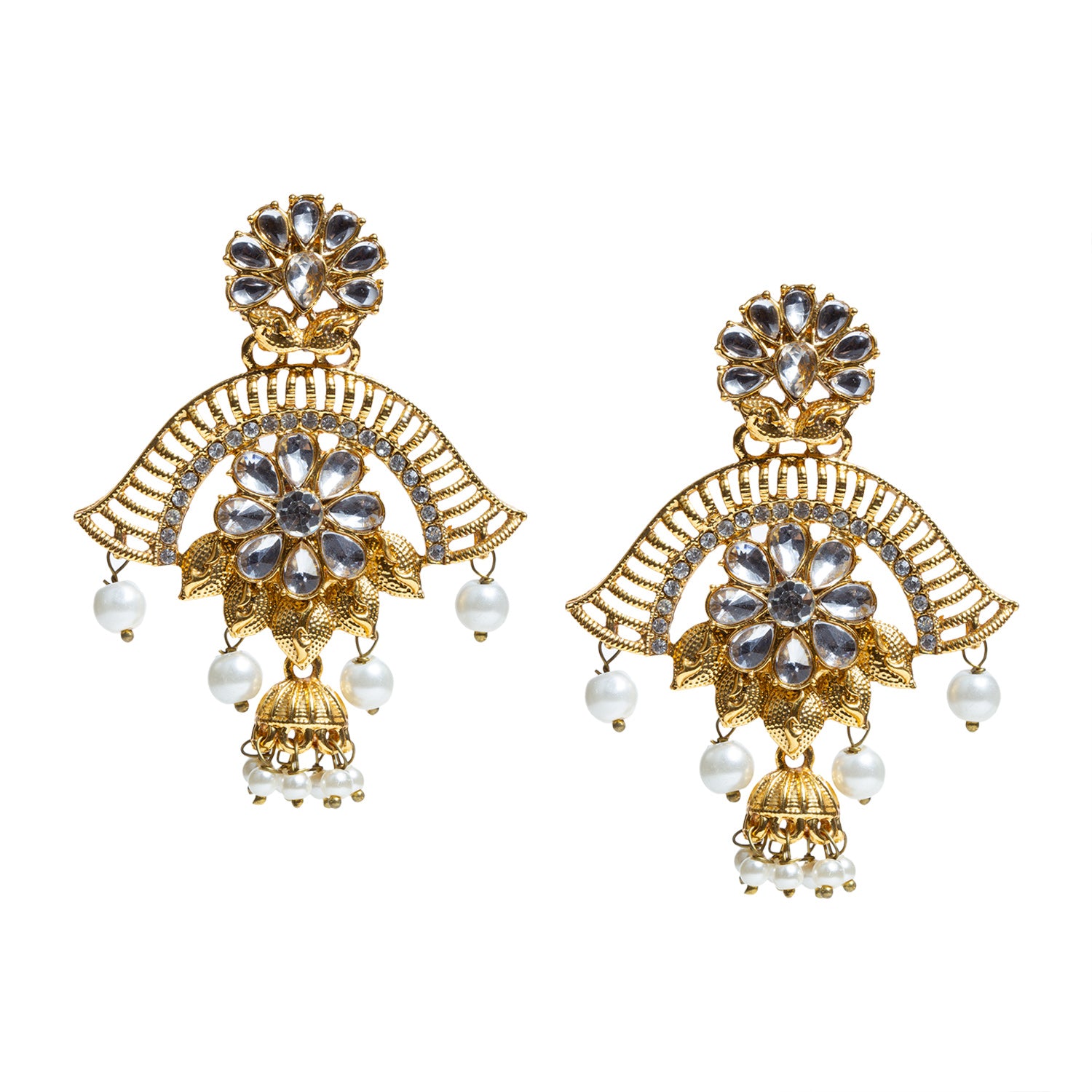 bindhani gold plated pearls drop kundan stone earrings women
