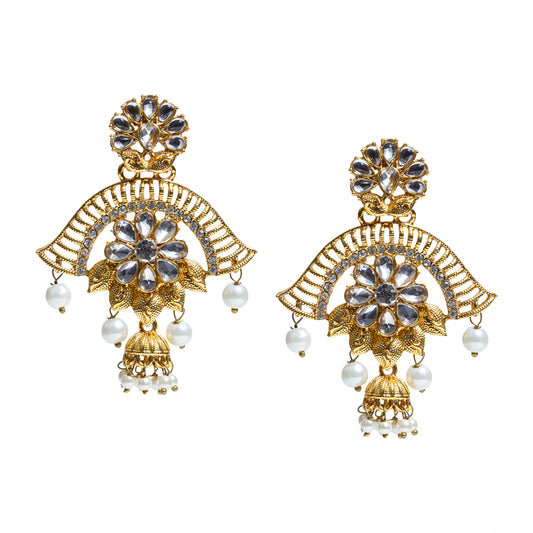 bindhani gold plated pearls drop kundan stone earrings women
