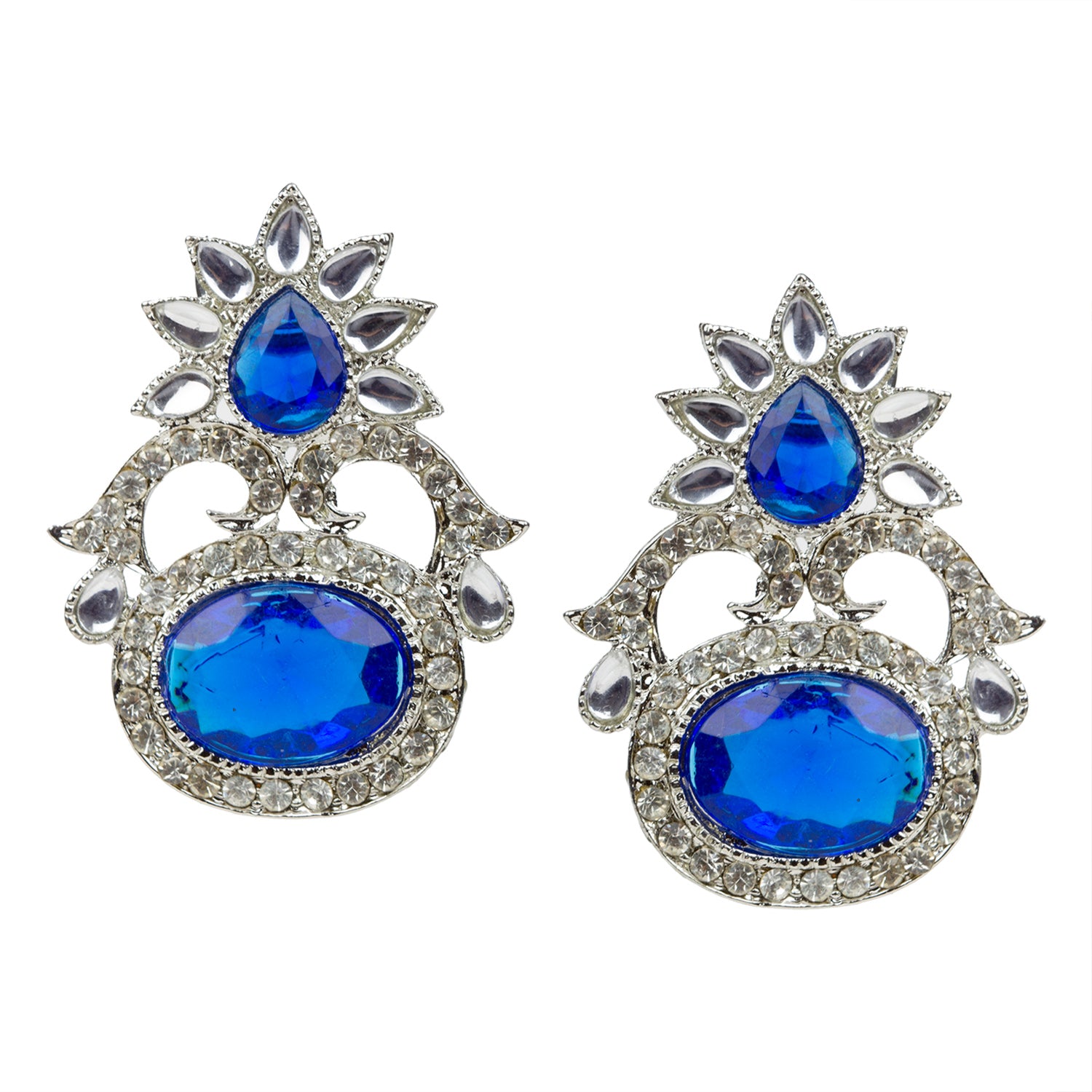 bindhanii silver plated blue white stone hanging earrings for women girls