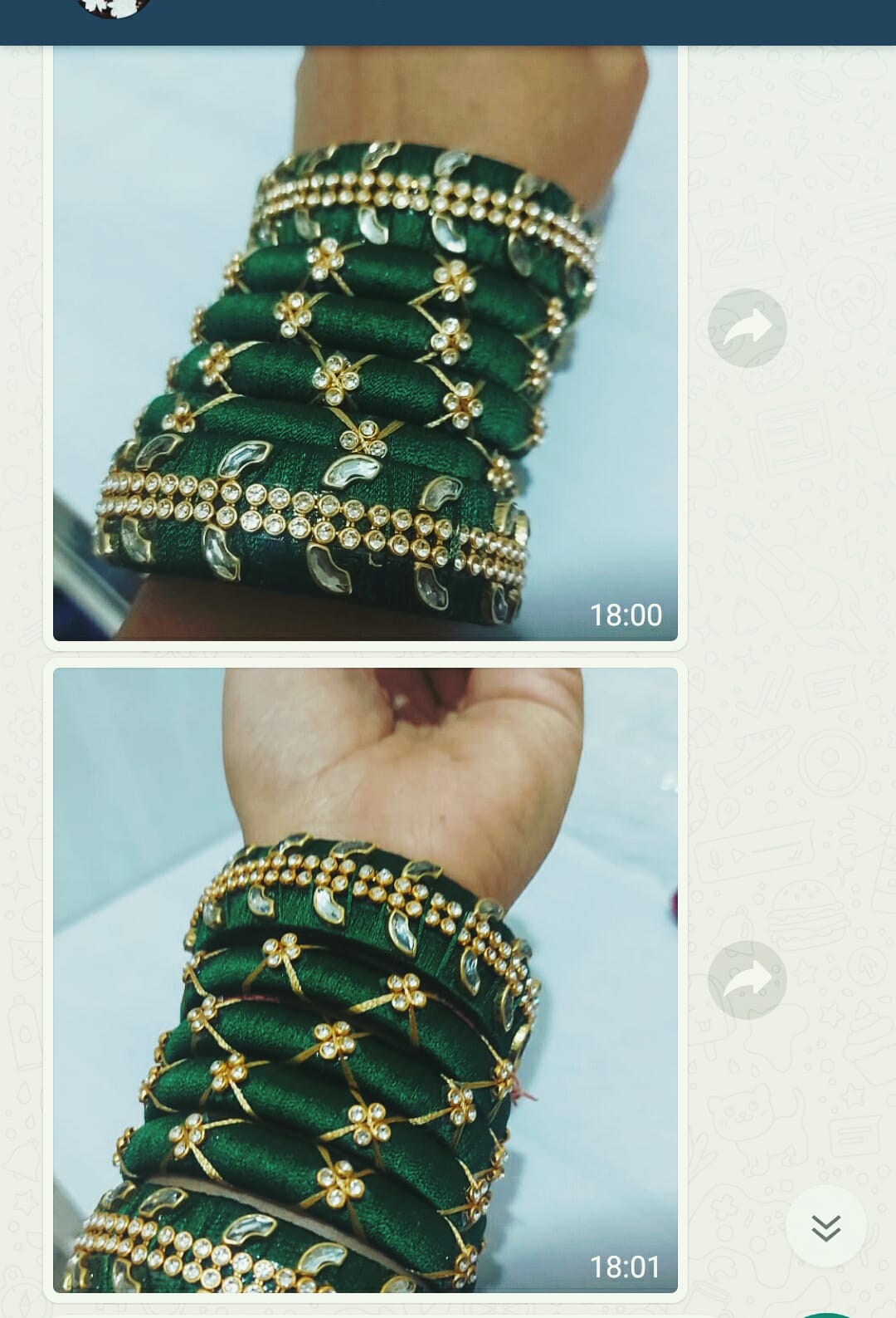 Sakhi shared her hand picture with bindhani handmade green thread bangle set.