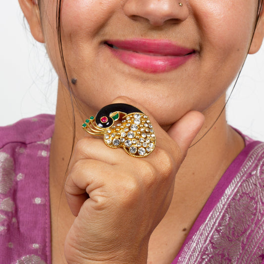 Indian Traditional Handmade Meenakari Peacock Finger Ring
